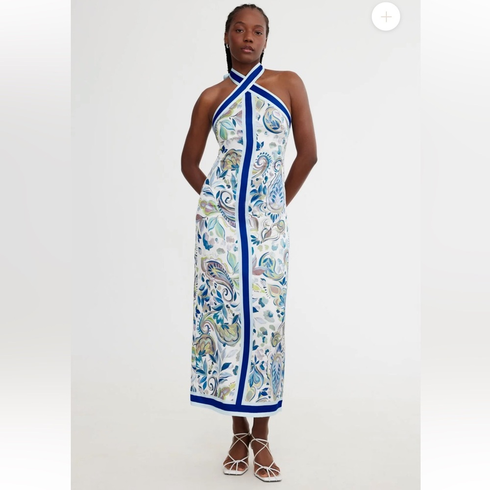 Significant Other - Polly Paisley Satin Midi Halter Dress - Size 4 - NWT!
